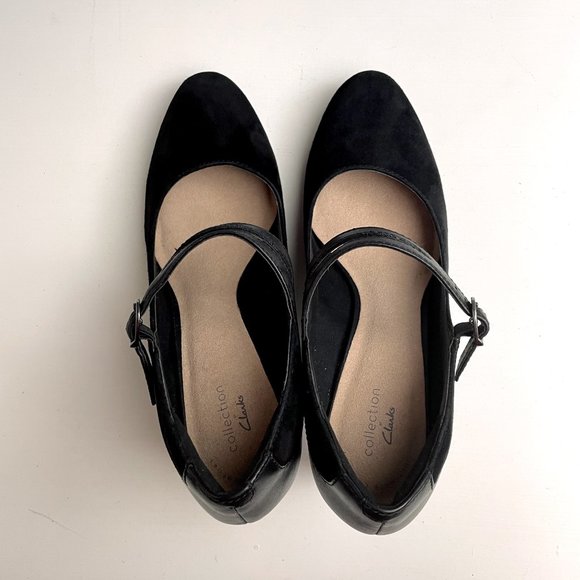 Clarks Dancer Reece black suede mary jane heels - size 10M - Picture 6 of 13
